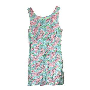 Lilly Pulitzer Delia Dress Women’s 6 Lobstah Roll Lace Up Lobster Print Mini